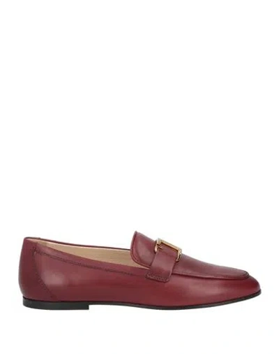 Tod's Woman Loafers Brick Red Size 6 Leather In Red