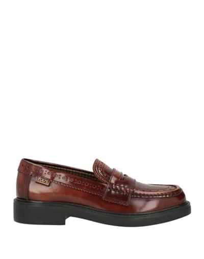 Tod's Woman Loafers Brick Size 6 Leather In Red