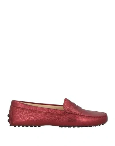 Tod's Woman Loafers Brick Size 6.5 Leather In Burgundy