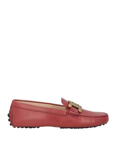 Tod's Woman Loafers Brick Size 7 Soft Leather In Red