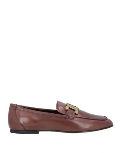 Tod's Woman Loafers Brown Size 10 Soft Leather