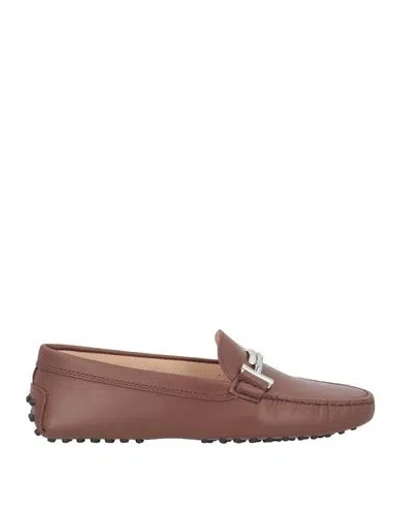 Tod's Woman Loafers Brown Size 8 Leather