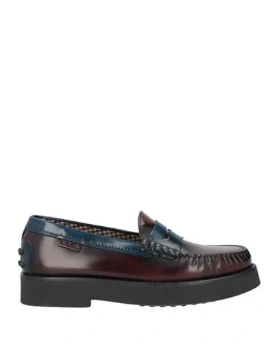 TOD'S TOD'S WOMAN LOAFERS BURGUNDY SIZE 7.5 LEATHER