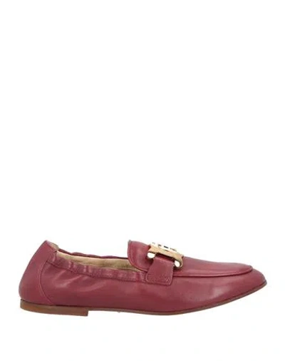 Tod's Woman Loafers Burgundy Size 5.5 Leather In Multi