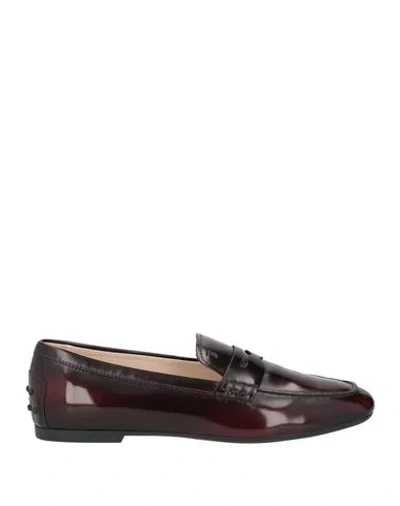 Tod's Glossed-leather Loafers In Red
