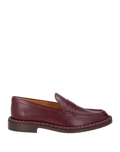 Tod's Woman Loafers Burgundy Size 6 Soft Leather In Red