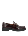Tod's Woman Loafers Burgundy Size 7 Leather In Red