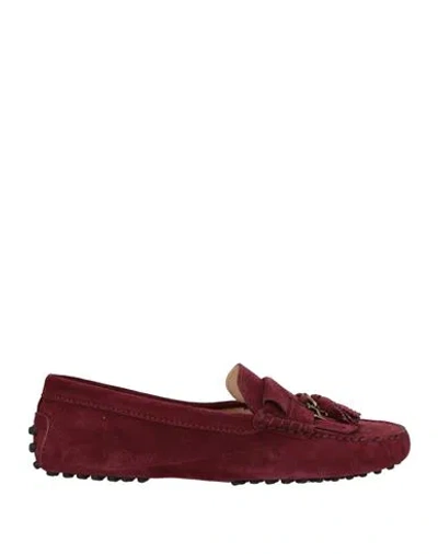 Tod's Woman Loafers Burgundy Size 7 Soft Leather