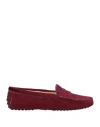 Tod's Woman Loafers Burgundy Size 7.5 Calfskin