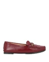 Tod's Woman Loafers Burgundy Size 7.5 Leather