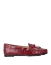 Tod's Woman Loafers Burgundy Size 8 Leather