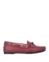 Tod's Woman Loafers Burgundy Size 8 Leather In Red