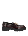 Tod's Woman Loafers Burgundy Size 8 Soft Leather In Red