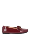 Tod's Woman Loafers Burgundy Size 8 Leather In Red