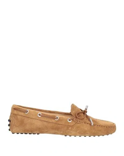 Tod's Woman Loafers Camel Size 8 Leather In Sand