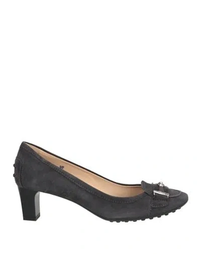 Tod's Woman Loafers Charcoal Size 6 Soft Leather In Black