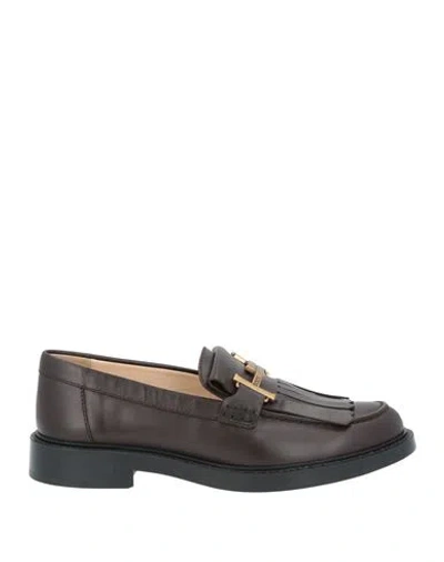 Tod's Woman Loafers Chocolate Brown Size 7 Leather