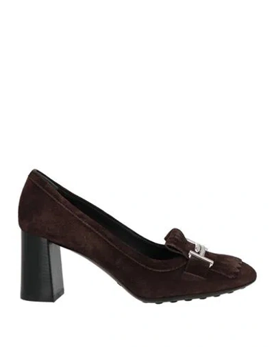 Tod's Woman Loafers Chocolate Brown Size 8 Leather