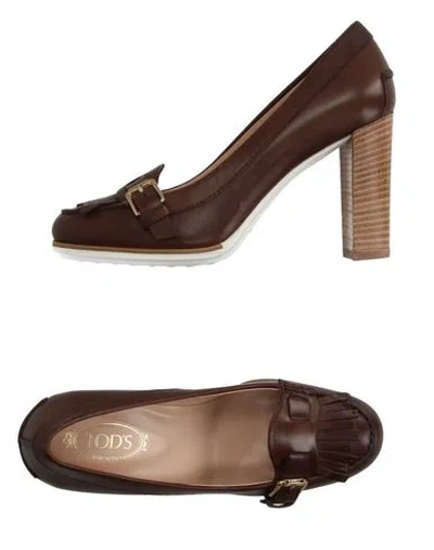 Tod's Woman Loafers Chocolate Brown Size 8 Soft Leather