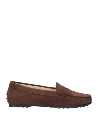 TOD'S TOD'S WOMAN LOAFERS CHOCOLATE BROWN SIZE 6 LEATHER