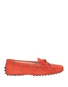 Tod's Woman Loafers Coral Size 6.5 Leather In Red