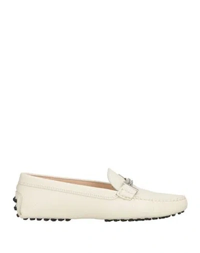 Tod's Woman Loafers Cream Size 7 Leather In White