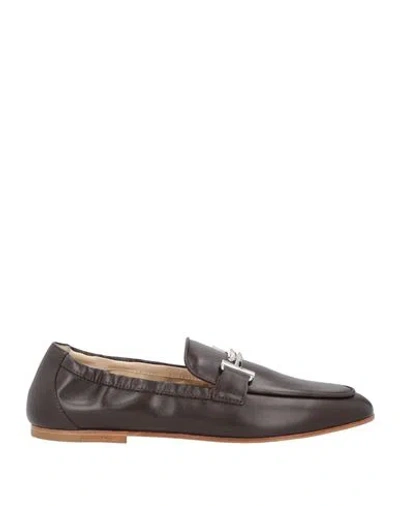 Tod's Woman Loafers Dark Brown Size 4.5 Leather