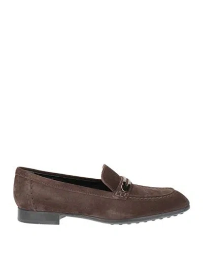 Tod's Woman Loafers Dark Brown Size 5 Leather