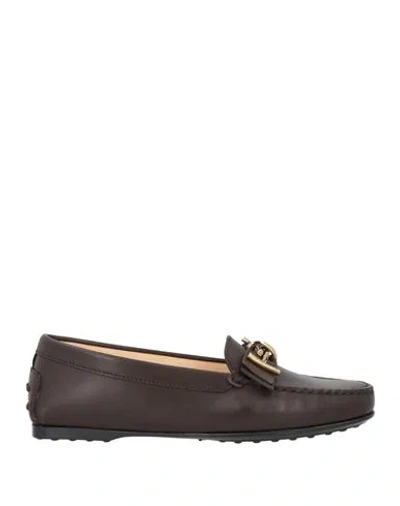 Tod's Woman Loafers Dark Brown Size 8 Leather