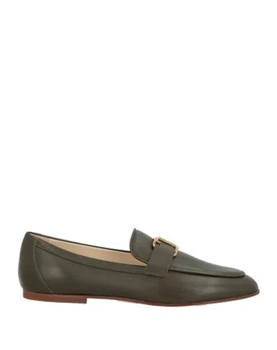 Tod's Woman Loafers Dark Green Size 6.5 Leather