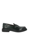 Tod's Woman Loafers Dark Green Size 7.5 Leather In Green