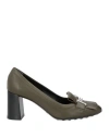 Tod's Woman Loafers Dark Green Size 8 Soft Leather In Green
