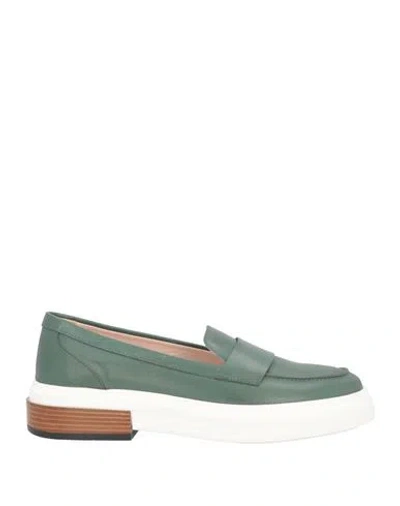 Tod's Woman Loafers Dark Green Size 8 Soft Leather In Green