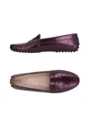 Tod's 5mm Croc Embossed Leather Loafers In Dark Purple
