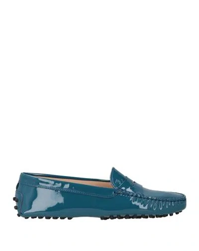 Tod's Woman Loafers Deep Teal Size 6.5 Leather In Green