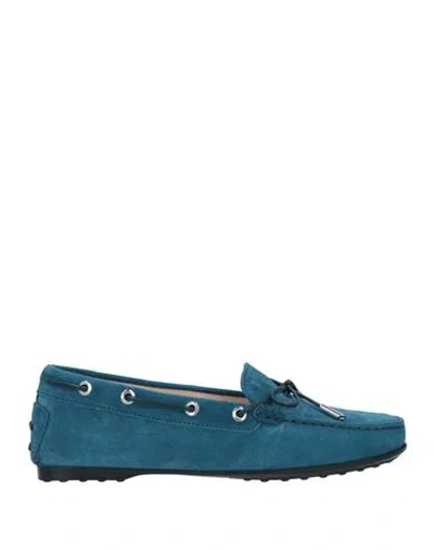 Tod's Woman Loafers Deep Teal Size 7.5 Leather In Green