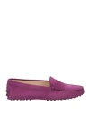 Tod's Suede Penny Loafers In Purple