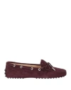 Tod's Woman Loafers Plum Size 7 Leather In Purple
