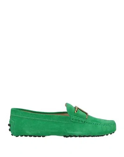 Tod's Woman Loafers Emerald Green Size 5 Leather
