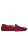 Tod's Woman Loafers Garnet Size 6.5 Soft Leather In Red