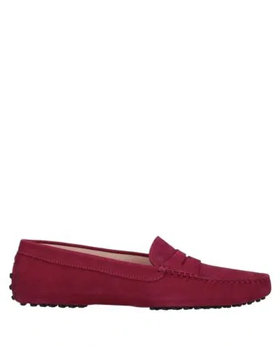 Tod's Woman Loafers Garnet Size 6.5 Soft Leather In Red