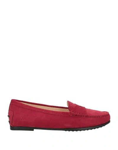 Tod's Woman Loafers Garnet Size 7 Leather In Red
