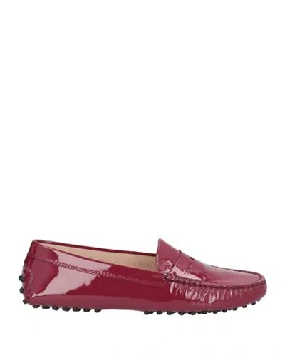 Tod's Woman Loafers Garnet Size 7.5 Leather