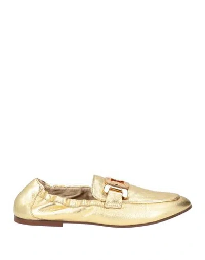 Tod's Woman Loafers Gold Size 5 Leather