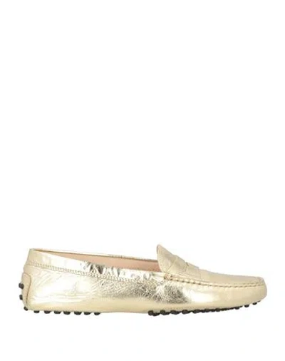 Tod's Woman Loafers Gold Size 8.5 Leather