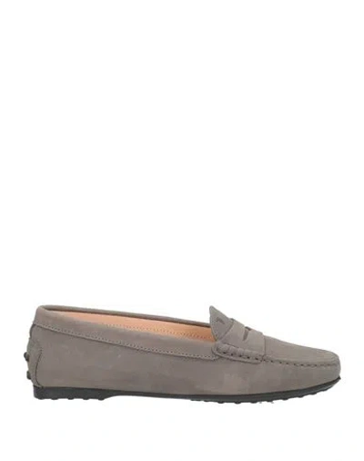 Tod's Woman Loafers Grey Size 7.5 Soft Leather In Gray