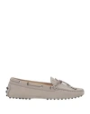Tod's Woman Loafers Antique Rose Size 7.5 Soft Leather In Grey