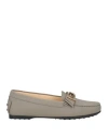 Tod's Woman Loafers Grey Size 6.5 Leather