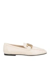 Tod's Woman Loafers Ivory Size 7 Leather In White