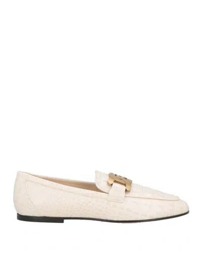 Tod's Woman Loafers Ivory Size 7 Leather In White